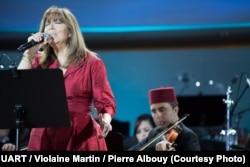 María del Mar Bonet performs during the Mediterranean Concert at the Chamber of the Alliance of Civilizations & Human Rights, United Nations, Geneva, Switzerland, July 9, 2016.