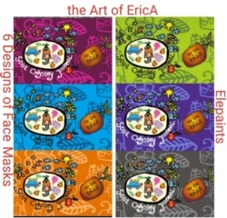 Masker dengan aneka warna logo lukisan Erica.(Foto: Erica Hestu Wahyuni)