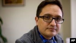 FILE - Juan Francisco Sandoval, Guatemala's lead prosecutor against impunity, is pictured during an interview in Guatemala City, April 3, 2019.
