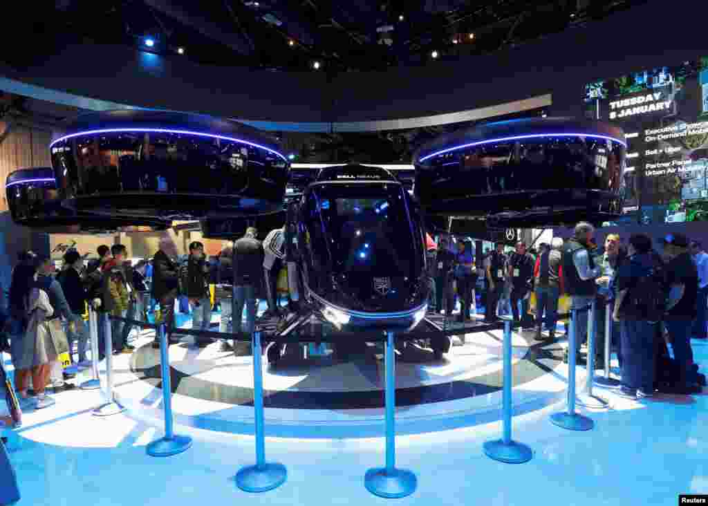 The Bell Nexus, a vertical take-off and landing (VTOL) aircraft is displayed during the 2019 CES in Las Vegas, Nevada, Jan. 8, 2019.