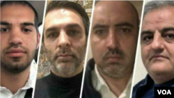  از راست: علیرضا شاهواروقی فراهانی، امید نوری، محمود خاضعین و کیا صادقی. نام آنها در ماجرای نقشه برای ربودن مسیح علینژاد مطرح شده بود. 