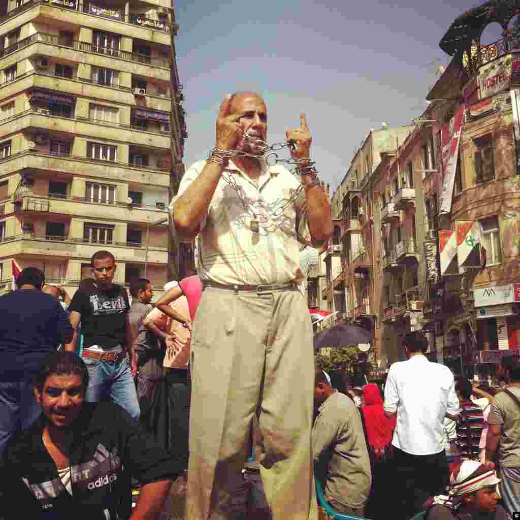 A demonstrator displays post-election frustrations on June 18th, 2012 in Tahrir Square of Cairo.