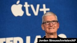 Tim Cook arrives at the premiere of the second season of "Ted Lasso" on Thursday, July 15, 2021, at the Pacific Design Center. (Photo by Jordan Strauss/Invision/AP)