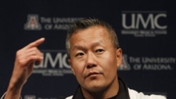 Dr. Peter Rhee answers media questions at University Medical Center in Tuscon, Arizona