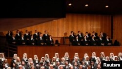 Judges attend the ceremonial opening of the legal year at City Hall in Hong Kong, China, Jan. 13, 2020.