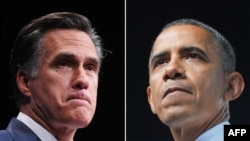 罗姆尼(左)和奥巴马(右)