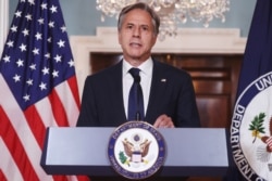 US Secretary of State Antony Blinken delivers remarks following talks on the situation in Afghanistan, at the State Department in Washington on Aug. 30, 2021.