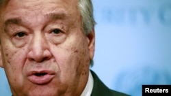 United Nations Secretary General Antonio Guterres makes a statement at UN headquarters in New York City, Sept. 23, 2019. 
