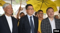 Dari kiri: Chu Yiu-ming, Dr Chan Kin-man dan Dr Benny Tai, penggagas "Gerakan Payung" di Hong Kong 2014.