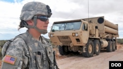 미군의 고고도 미사일 방어체계 사드(THAAD) 발사대. 미 국방부 제공 사진.