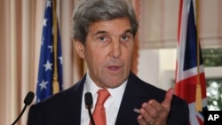 U.S. Secretary of State John Kerry speaks during a press conference with New Zealand Prime Minister John Key at Premier House in Wellington, New Zealand, Nov. 13, 2016.