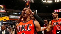 Russell Westbrook, Denver, Colorado, le 9 avril 2017.