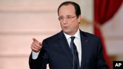 Presiden Perancis Francois Hollande dalam sebuah konferensi pers di Perancis (Foto: dok).
