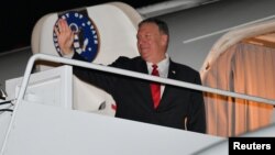 Le secrétaire d'État américain Mike Pompeo, lors de son départ pour l’Arabie Saoudite, le 17 septembre 2019.