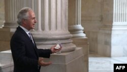 10月14日参议员鲍勃.考克在国会山接受电视采访