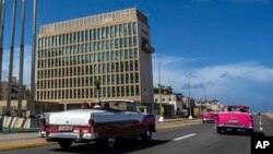 The United States Embassy in Havana, Cuba is seen here in this Oct. 3, 2017 file photo. The U.S. government is facing new pressure to find out whether American diplomats were attacked with microwaves or radio waves. (AP Photo/Desmond Boylan, File)