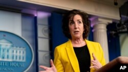 FILE - National Security Council Coordinator for US Southern Border Roberta Jacobson speaks at a press briefing at the White House, March 10, 2021, in Washington.