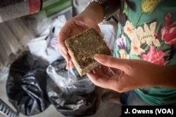 A bar of soap, one of many items the Yamout sisters bring in to Roumieh prison for the inmates.