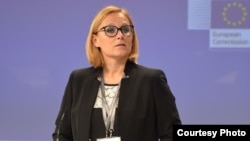 រូបឯកសារ៖ អ្នកស្រី Maja Kocijancic ជា​អ្នក​នាំពាក្យ​សហភាព​អឺរ៉ុប។