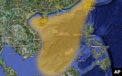 ប្រទេសចិន​ថាតំបន់​ដែលផាត់ព៌ណ​នៃសមុទ្រចិន​ជាដែនរបស់ខ្លួន។