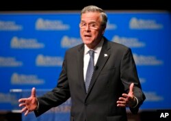 Republican presidential candidate Jeb Bush speaks during a Presidential candidate forum at Regent University in Virginia Beach, Va, Oct, 23, 2015.