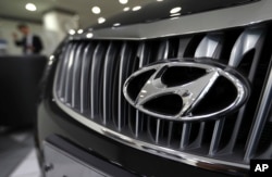 FILE - The grill of a car made by Hyundai, South Korea's largest automaker.