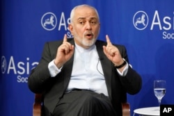 Iran's Foreign Minister Mohammad Javad Zarif speaks at the Asia Society in New York, Wednesday, April 24, 2019.