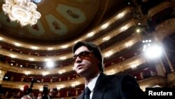 Sergei Filin attends a meeting with dancers at the Bolshoi Theater in Moscow, Sept. 17, 2013.