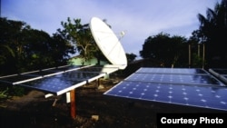 An array of solar panels installed by the SELF NGO, which advocates for increased investments worldwide in clean power. (SELF)