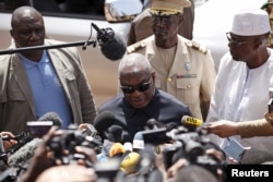 Mali's President Ibrahim Boubacar Keita speaks to journalists at the Radisson hotel in Bamako, Mali, Nov. 21, 2015, following an attack by Islamist militants.