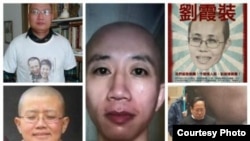 香港“刘霞关注组”成员在铜锣湾剃刘霞式发型，声援刘霞（香港支联会图片）