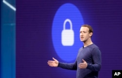 FILE - Facebook CEO Mark Zuckerberg makes the keynote speech at F8, Facebook's developer conference, May 1, 2018, in San Jose, Calif.