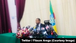 Le Premier ministre éthiopien, Abiy Ahmed, lors de sa première conférence de presse, à Addis Abeba, Ethiopie, le 25 août 2018. (Twitter/ Fitsum Arega) 