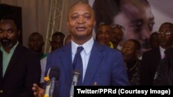Emmanuel Ramazani Shadary lors d’un rassemblement à Kinshasa, 25 septembre 2018. 25 septembre 2018. (Twitter/PPRD)