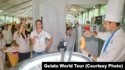Gianluigi Dellaccio competes at the Gelato World Tour event in Chicago.