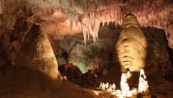 Cave formations in the Big Room at Carlsbad Caverns National Park near Carlsbad, New Mexico.