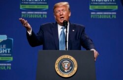 President Donald Trump speaks at the 9th annual Shale Insight Conference at the David L. Lawrence Convention Center, Oct. 23, 2019, in Pittsburgh.