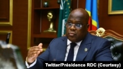 Président Félix Tshisekedi na bureau na ye na cité ya Union africaine na Kinshasa, 20 juillet 2021. (Twitter/Présidence RDC)