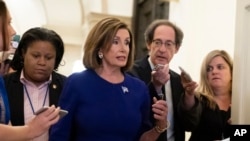 Speaker of the House Nancy Pelosi, D-Calif., departs the Capitol en route to a speaking event in Washington, Sept. 24, 2019. 