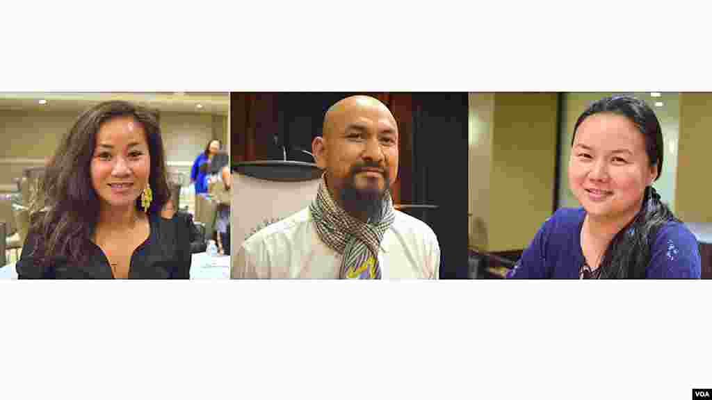 ពី​ឆ្វេង​មក​ស្តាំ អ្នកស្រី Montha Chumតំណាង​ឲ្យ​យុទ្ធនាការ ReleaseMN8 ​ទទួល​ពានរង្វាន់​យុទ្ធនាការ​ប្រចាំ​ឆ្នាំ ​លោក Many Uch ទទួល​ពានរង្វាន់​បុគ្គល​ផ្លាស់ប្ដូរ​សង្គម និង​អ្នកស្រី Lian Cheun តំណាង​ឲ្យ​អង្គការ Khmer Girls in Action ទទួល​ពានរង្វាន់​អ្នក​បង្កើត​ចលនា​ផ្លាស់ប្តូរ ពី​អង្គការ SEARAC នៅ​សណ្ឋាគារ Renaissance ក្នុង​រដ្ឋធានី វ៉ាស៊ីនតោន កាល​ពី​ថ្ងៃ​ទី​១៣ ខែ​តុលា ឆ្នាំ​២០១៧​។ (ហុង ចិន្តា/VOA)