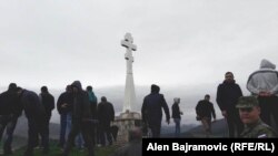 RSE: Bosnia-Herzegovina - Russian volonteers who were members of serbian forces in Bosnia And Herzegovina during 1992-1995 war in Bosnia (Army of The Republic of Srpska) marked The Day of russian volonteers, Visegrad, eastern Bosnia, 12Apr2019