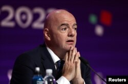 Presiden FIFA Gianni Infantino saat konferensi pers. (Foto: REUTERS/Matthew Childs)