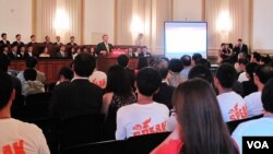 지난해 7월 미 하원 캐논빌딩에서 열린 연석회의에서 미 공화당 하원의원들이 북한 자유를 촉구하는 연설을 하고 있다. (자료사진)