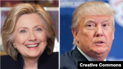 美国民主党总统大选参选人克林顿(左)和共和党总统大选参选人川普