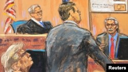 Rais wa zamani wa Marekani Donald Trump alipokuwa mahakamani New York.