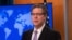U.S. Ambassador-at-Large for International Religious Freedom Sam Brownback presents the 2018 International Religious Freedom Report at the State Department in Washington, June 21, 2019.