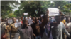 Une marche des journalistes guinéens contre la Haute autorité de la communication, en 2017, à Conakry. (VOA/Zakaria Camara)