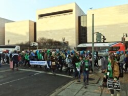 Anti-abortion activists march towards the U.S. Supreme Court, during the March for Life in Washington Friday, Jan. 18, 2019. (Photo by Diaa Bekheet)