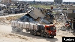 موتر حامل کمک‌های بشری در رفح 