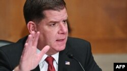 Marty Walsh, testifies on his nomination to be Secretary of Labor before the Senate Committee on Health, Education, Labor and Pensions on Feb. 4, 2021, in Washington. 